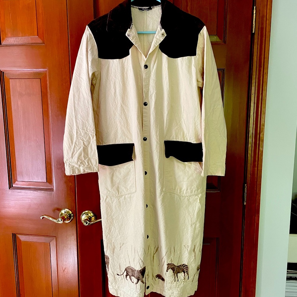 Vintage canvas coat with Serengeti border